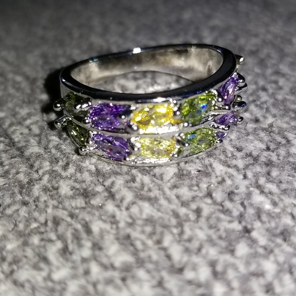 14k Gold Overlay Multi Color Gems Ring - Picture 10 of 11